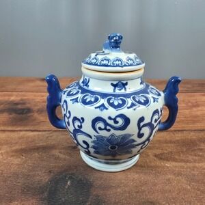 Ginger Jar Home Decor OS Blue Excellent Foo Dog Lid Chinoiserie